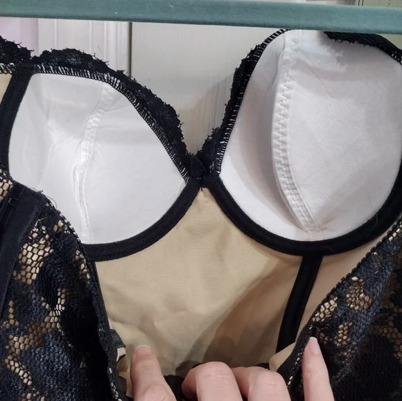 Frederick's of Hollywood Slip Dress Women Large Black Lingerie Floral Lace Mini - Picture 10 of 11